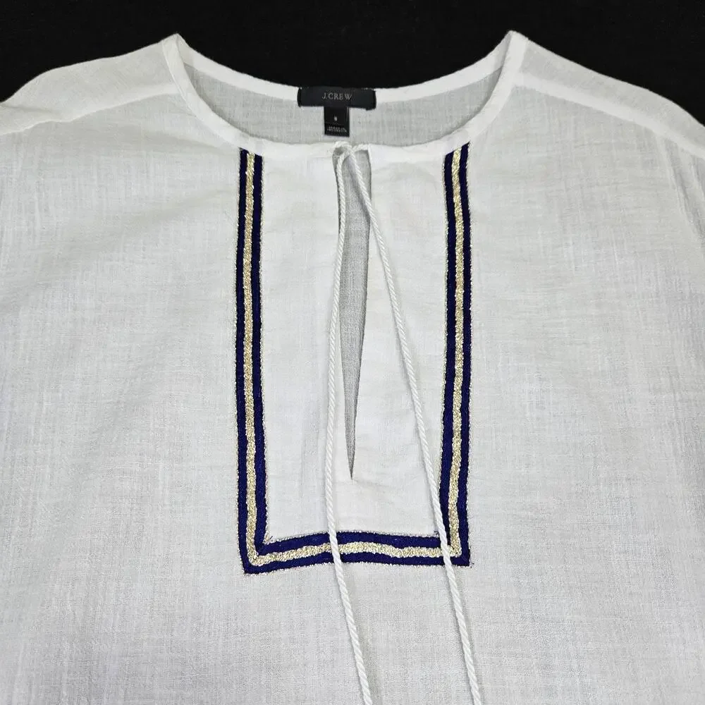 J.Crew Womens S Coverup White Sleeveless Tassel Beach Tunic C4368 Resort Cotton